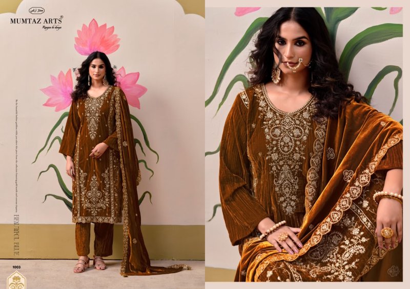 Gulabi Sapne By Mumtaz Arts Crush Velvet Designer Salwar Suits 